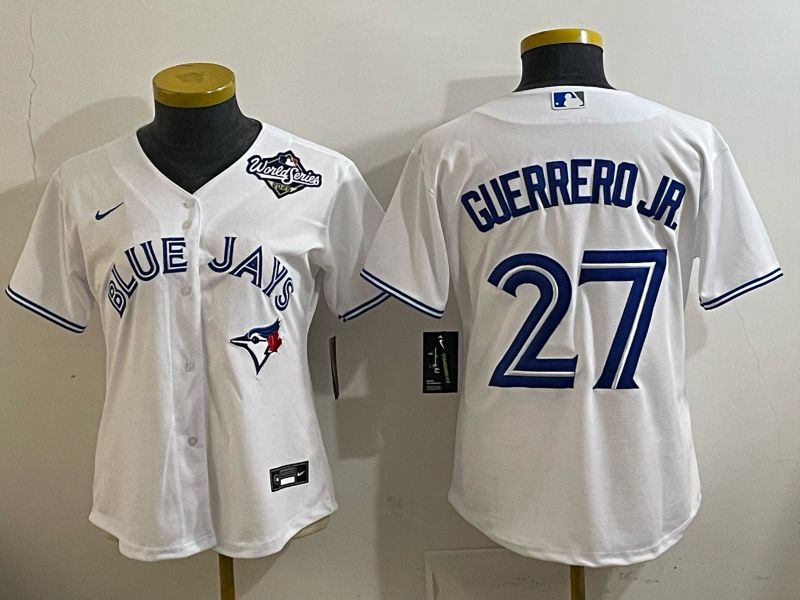 Women 2025 Toronto Blue Jays #27 Guerrero jr white Game Nike MLB Jersey style 003->women mlb jersey->Women Jersey